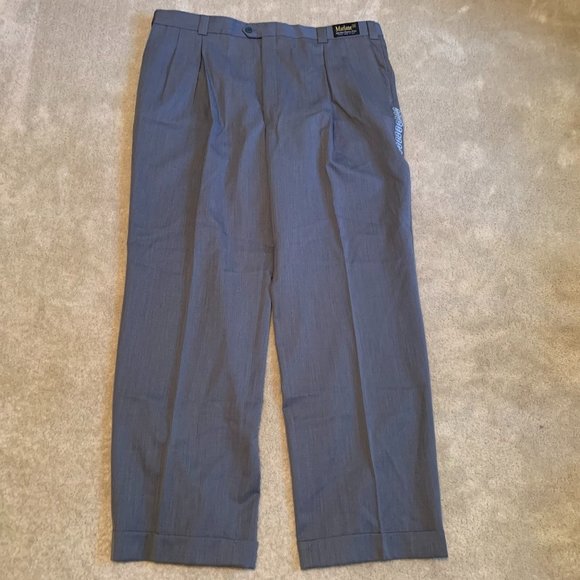 Bill Blass Columbia II 100% Worsted Wool Gray Pants 42x32 NWT